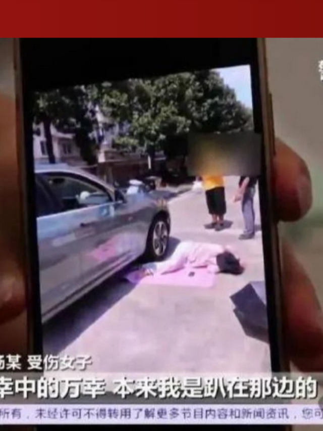 Woman in China gets hit by car while lying on yoga mat in middle of road to sunbathe